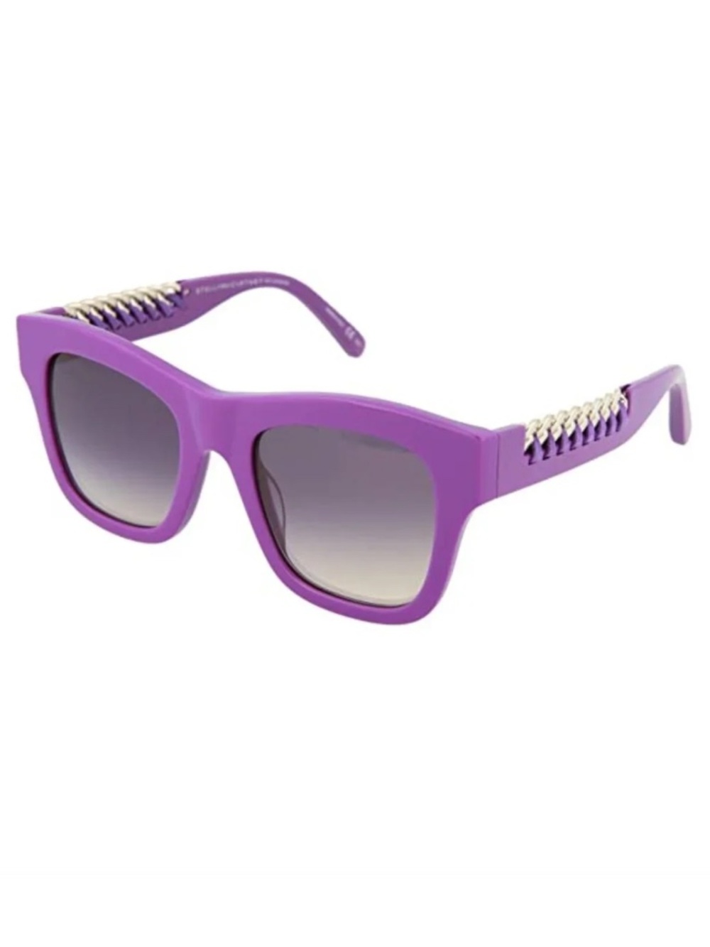 Stella McCartney NEW Purple Acetate Sunglasses Silver Chain Detail  w/ Case